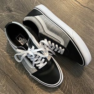 Vans Ward Skate Shoe Grey Black Leather Drizzle/White Mens 8.5 🔥